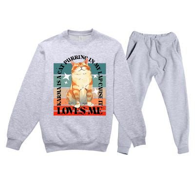 Cat Karma Loves Me Premium Crewneck Sweatsuit Set