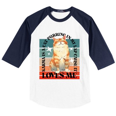 Cat Karma Loves Me Baseball Sleeve Shirt