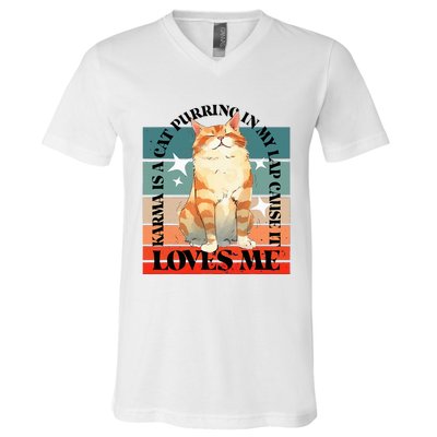 Cat Karma Loves Me V-Neck T-Shirt