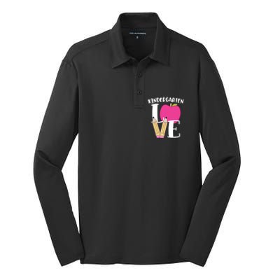 Cute Kindergarten Love Design For Kindergarten Teachers Cute Gift Silk Touch Performance Long Sleeve Polo