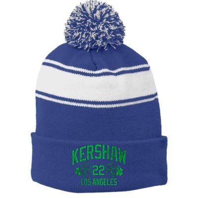 Clayton Kershaw Los Angeles Baseball St PatrickS Shamrock Meaningful Gift Stripe Pom Pom Beanie