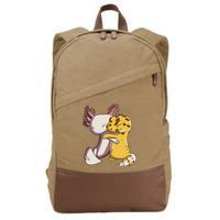 Cute Kawaii Leopard Gecko Hugging Axolotl Funny Cotton Canvas Backpack