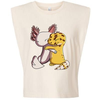 Cute Kawaii Leopard Gecko Hugging Axolotl Funny Garment-Dyed Women's Muscle Tee
