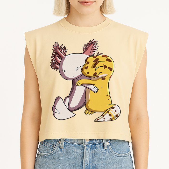 Cute Kawaii Leopard Gecko Hugging Axolotl Funny Garment-Dyed Women's Muscle Tee