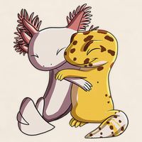Cute Kawaii Leopard Gecko Hugging Axolotl Funny Garment-Dyed Women's Muscle Tee