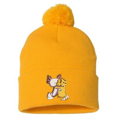 Cute Kawaii Leopard Gecko Hugging Axolotl Funny Pom Pom 12in Knit Beanie