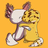 Cute Kawaii Leopard Gecko Hugging Axolotl Funny Pom Pom 12in Knit Beanie
