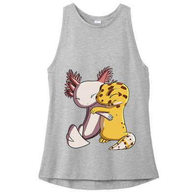 Cute Kawaii Leopard Gecko Hugging Axolotl Funny Ladies PosiCharge Tri-Blend Wicking Tank