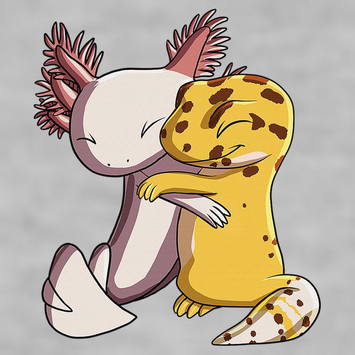 Cute Kawaii Leopard Gecko Hugging Axolotl Funny Ladies PosiCharge Tri-Blend Wicking Tank