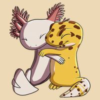 Cute Kawaii Leopard Gecko Hugging Axolotl Funny Drawstring Bag