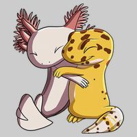 Cute Kawaii Leopard Gecko Hugging Axolotl Funny Tie-Dye T-Shirt