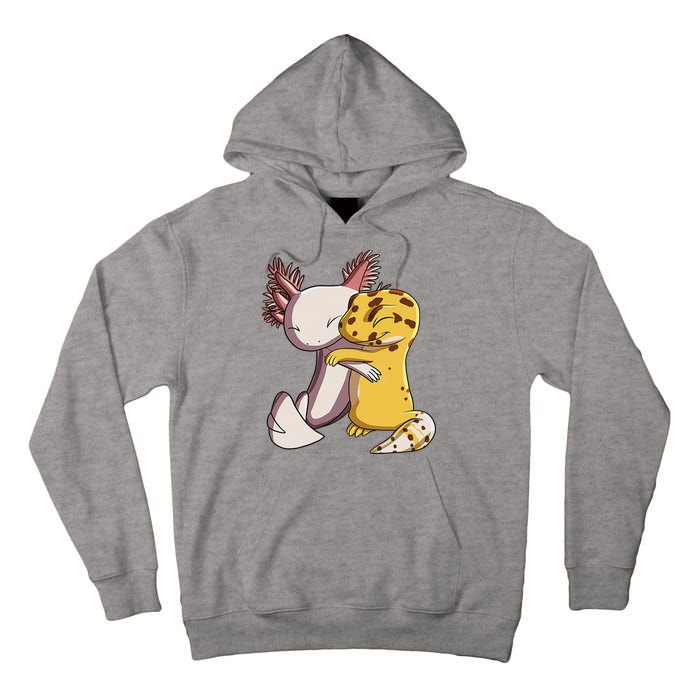 Cute Kawaii Leopard Gecko Hugging Axolotl Funny Tall Hoodie