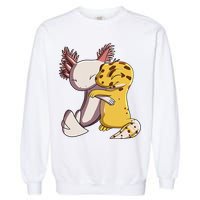 Cute Kawaii Leopard Gecko Hugging Axolotl Funny Garment-Dyed Sweatshirt