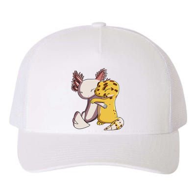 Cute Kawaii Leopard Gecko Hugging Axolotl Funny Yupoong Adult 5-Panel Trucker Hat