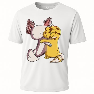 Cute Kawaii Leopard Gecko Hugging Axolotl Funny Performance Shirt