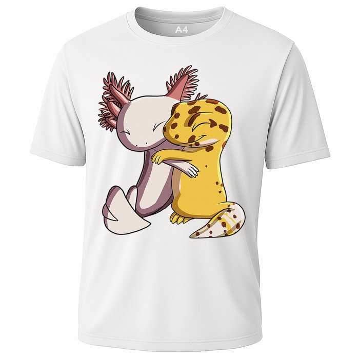 Cute Kawaii Leopard Gecko Hugging Axolotl Funny Performance Shirt
