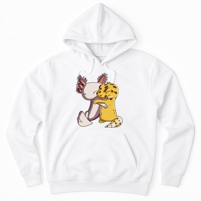 Cute Kawaii Leopard Gecko Hugging Axolotl Funny Hoodie