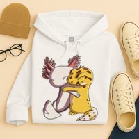 Cute Kawaii Leopard Gecko Hugging Axolotl Funny Hoodie