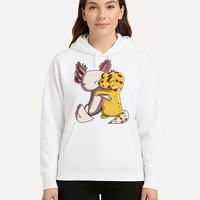 Cute Kawaii Leopard Gecko Hugging Axolotl Funny Hoodie