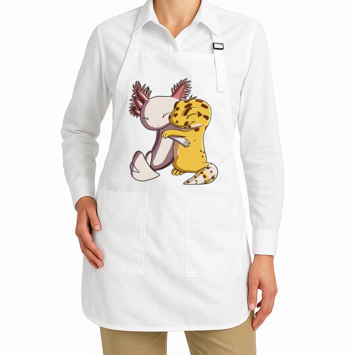 Cute Kawaii Leopard Gecko Hugging Axolotl Funny Apron