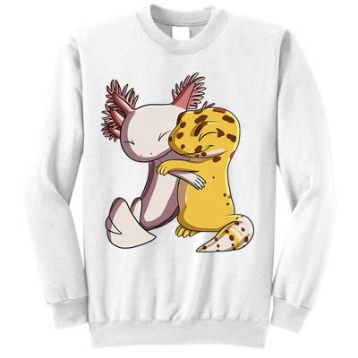 Cute Kawaii Leopard Gecko Hugging Axolotl Funny Sweatshirt