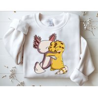 Cute Kawaii Leopard Gecko Hugging Axolotl Funny Sweatshirt