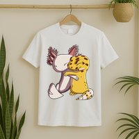 Cute Kawaii Leopard Gecko Hugging Axolotl Funny T-Shirt