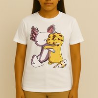 Cute Kawaii Leopard Gecko Hugging Axolotl Funny T-Shirt