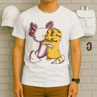 Cute Kawaii Leopard Gecko Hugging Axolotl Funny T-Shirt