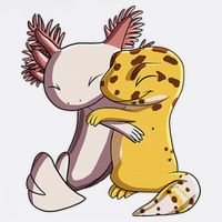 Cute Kawaii Leopard Gecko Hugging Axolotl Funny Bucket Hat