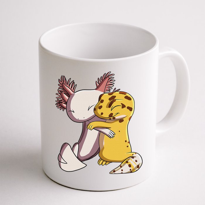 Cute Kawaii Leopard Gecko Hugging Axolotl Funny Mug