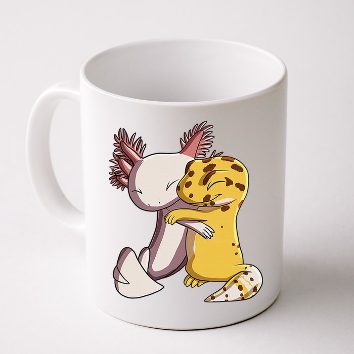 Cute Kawaii Leopard Gecko Hugging Axolotl Funny Mug