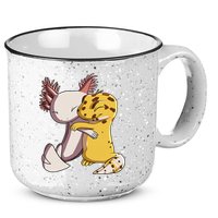 Cute Kawaii Leopard Gecko Hugging Axolotl Funny 15oz Campfire Ceramic Mug