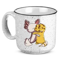 Cute Kawaii Leopard Gecko Hugging Axolotl Funny 15oz Campfire Ceramic Mug