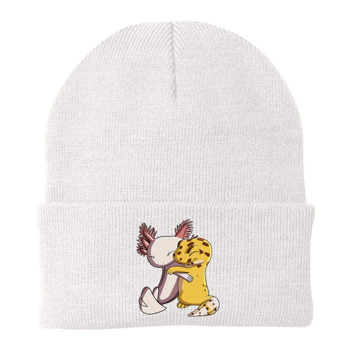 Cute Kawaii Leopard Gecko Hugging Axolotl Funny Beanie
