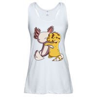 Cute Kawaii Leopard Gecko Hugging Axolotl Funny Ladies Essential Flowy Tank