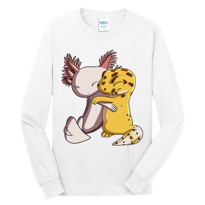 Cute Kawaii Leopard Gecko Hugging Axolotl Funny Tall Long Sleeve T-Shirt