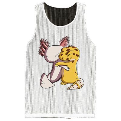 Cute Kawaii Leopard Gecko Hugging Axolotl Funny Mesh Reversible Basketball Jersey Tank