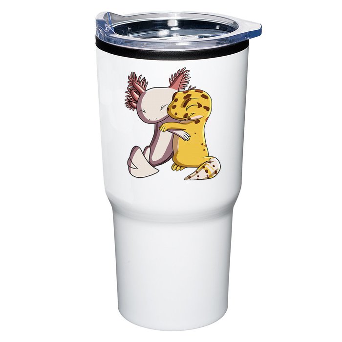 Cute Kawaii Leopard Gecko Hugging Axolotl Funny Tumbler