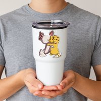 Cute Kawaii Leopard Gecko Hugging Axolotl Funny Tumbler