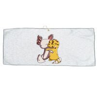 Cute Kawaii Leopard Gecko Hugging Axolotl Funny Large Microfiber Waffle Golf Towel