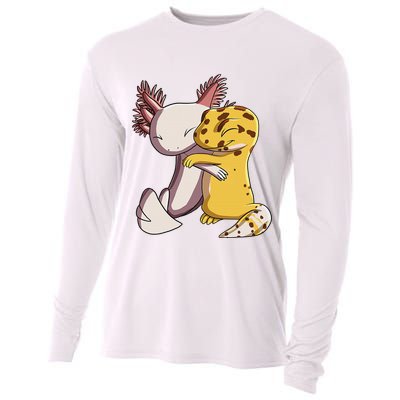 Cute Kawaii Leopard Gecko Hugging Axolotl Funny Cooling Performance Long Sleeve Crew