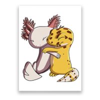 Cute Kawaii Leopard Gecko Hugging Axolotl Funny Poster