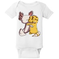 Cute Kawaii Leopard Gecko Hugging Axolotl Funny Baby Bodysuit