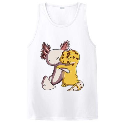Cute Kawaii Leopard Gecko Hugging Axolotl Funny PosiCharge Competitor Tank