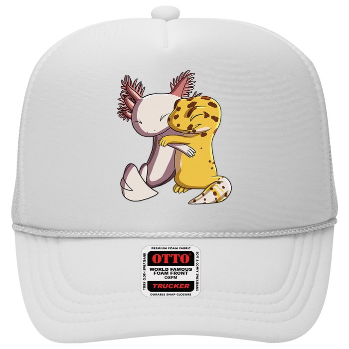 Cute Kawaii Leopard Gecko Hugging Axolotl Funny Trucker Hat