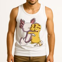 Cute Kawaii Leopard Gecko Hugging Axolotl Funny Tank Top