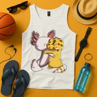 Cute Kawaii Leopard Gecko Hugging Axolotl Funny Tank Top