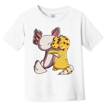 Cute Kawaii Leopard Gecko Hugging Axolotl Funny Toddler T-Shirt