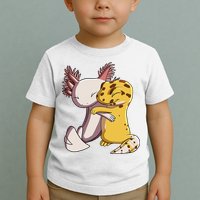Cute Kawaii Leopard Gecko Hugging Axolotl Funny Toddler T-Shirt
